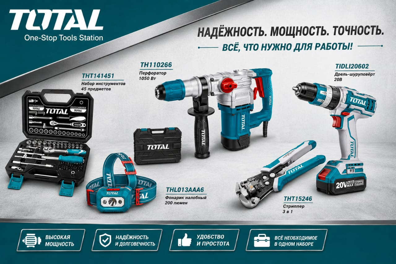 Инструменты TOTAL — надёжность, мощность и точность